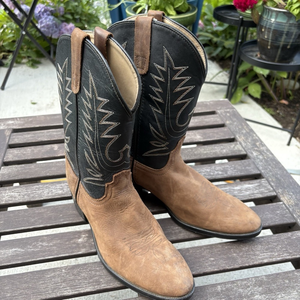 POCONO WESTERN Women's Size 5.5 Brown / Black Leather Cowboy Boots Y-1550
